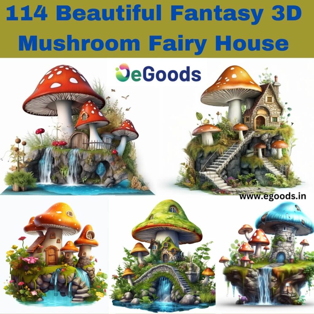 114 Beautiful Fantasy 3D Mushroom Fairy House With Garden And Waterfall 114 beautiful fantasy 3d mushroom fairy house with garden and waterfall