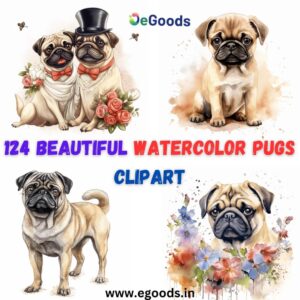 124-Beautiful-watercolor-pugs-clipart-egoods.in