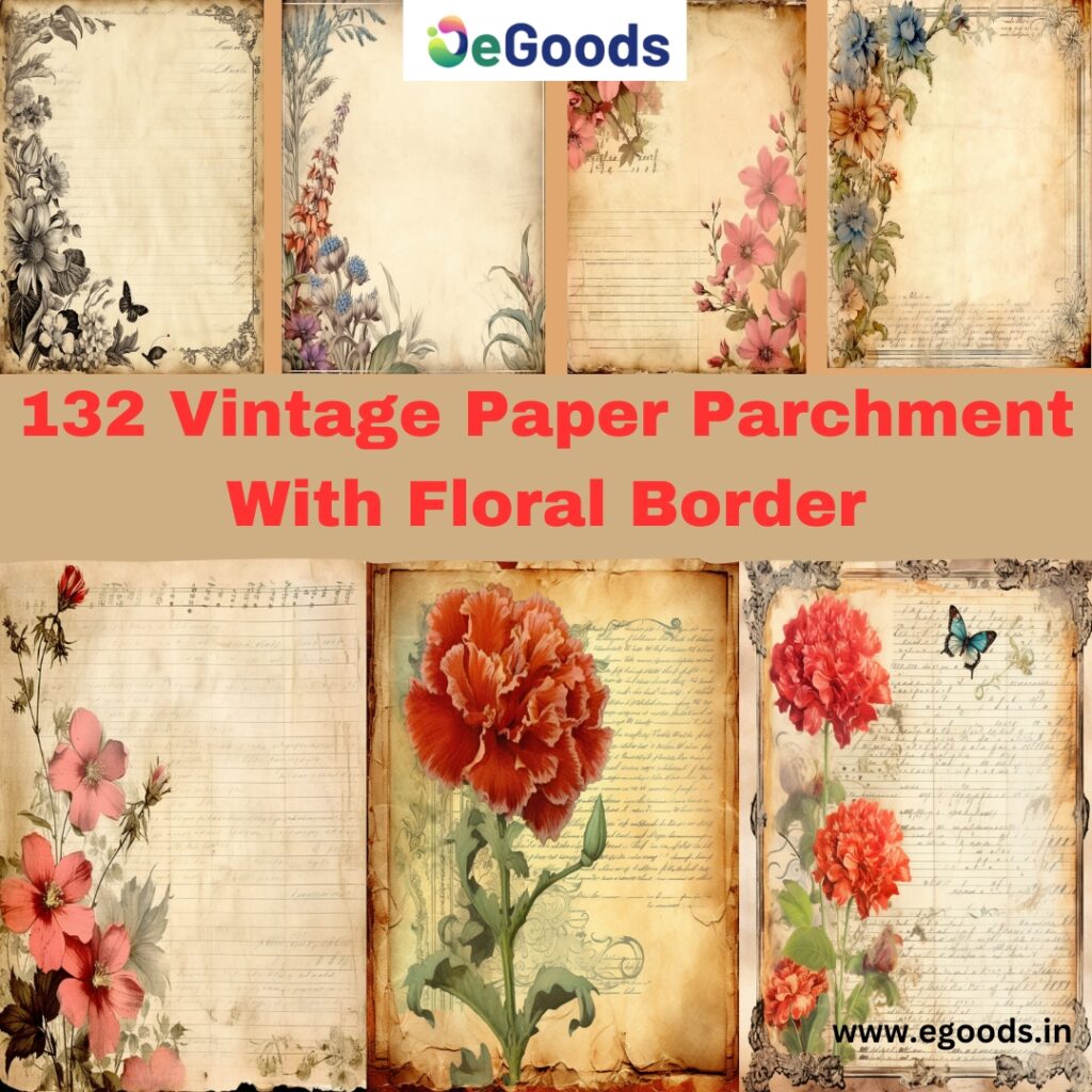 132 Vintage Paper Parchment With Floral Border Printable Graphics 132 vintage paper parchment with floral border printable graphics